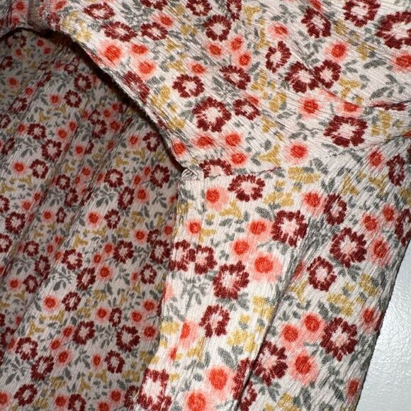 LOFT Women’s Floral Ruffle Boho Long Sleeve Flow Shirt Size Large - Picture 5 of 11